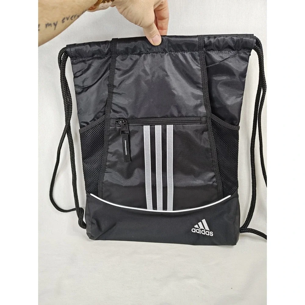 Adidas Alliance‎ II Sackpack New Without Tags Black Gray Drawstring Backpack